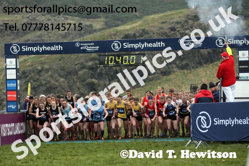 Inter District senior women and juniors, 2018 Simplyhealth Great Edinburgh International XCountry. Photo: David T. Hewitson/Sports for All Pics